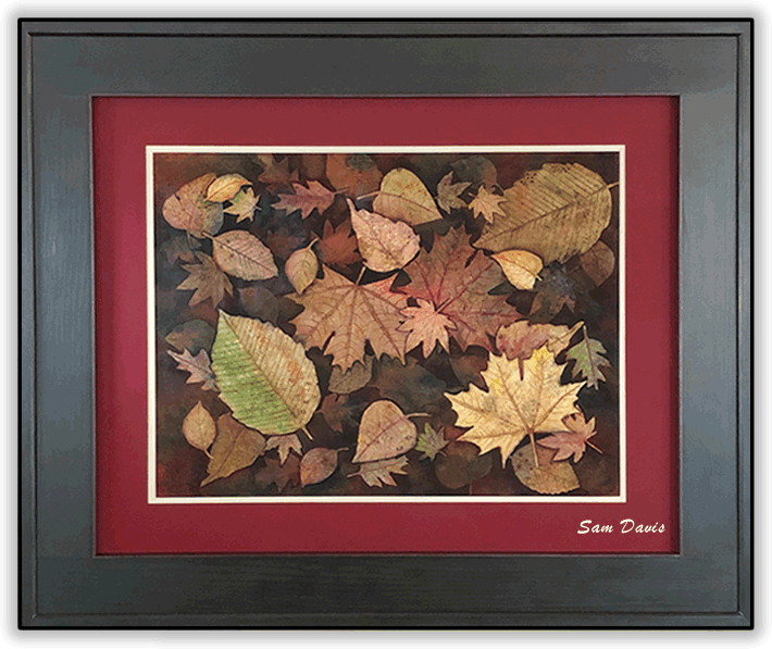 Lundeen Park: a negative painting of leaves from the park by Sam Davis, 2024.